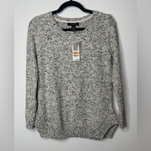 NWT small heathered Gray crochet knit cotton blend sweater sweatshirt oversized